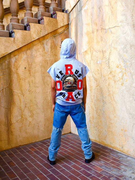 HEATHER GREY "OFF ROAD" SLEEVELESS ZIP-UP