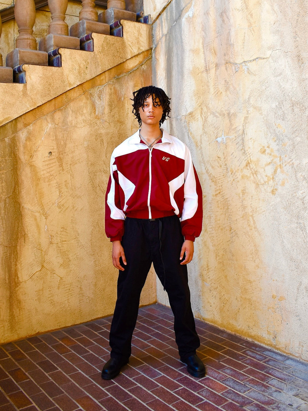BURGUNDY "PRAY" WINDBREAKER JACKET