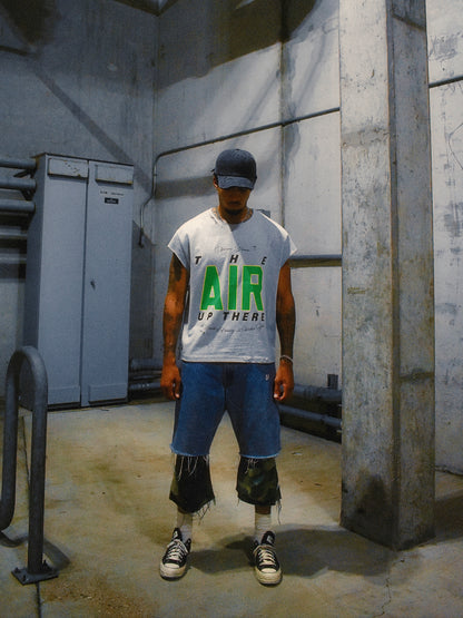 GREY "AIR UP THERE" CUT OFF TEE