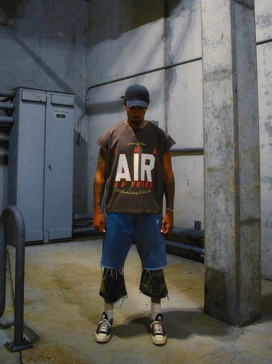 BROWN "AIR UP THERE" CUT OFF TEE