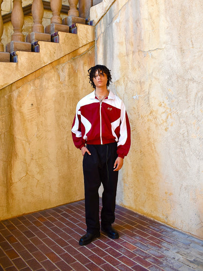 BURGUNDY "PRAY" WINDBREAKER JACKET