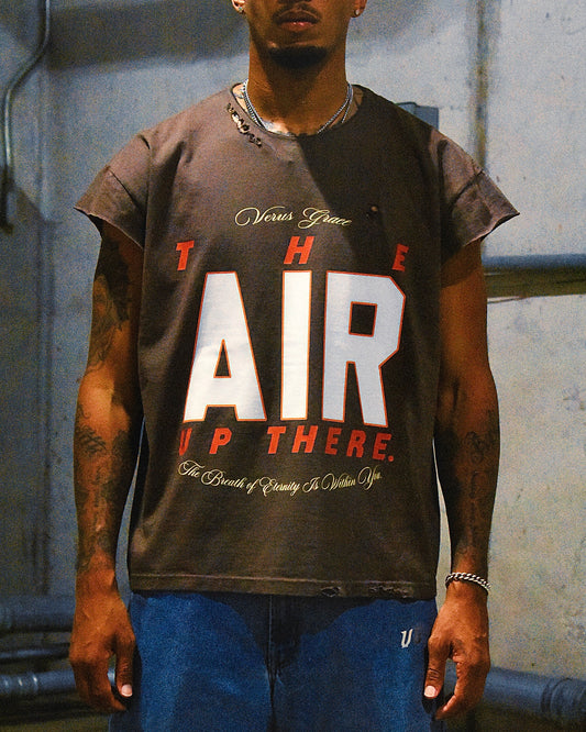 BROWN "AIR UP THERE" CUT OFF TEE